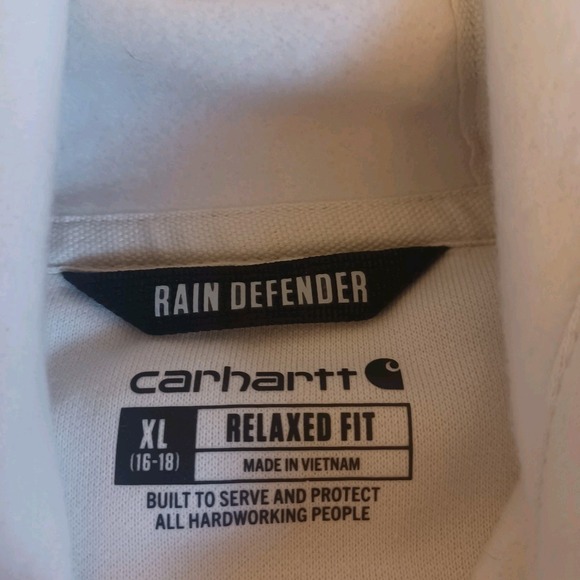 Carhartt Youth Rain Defender Off White Pink Hoodie‎ Sweatshirt XL 16/18 - Picture 6 of 8